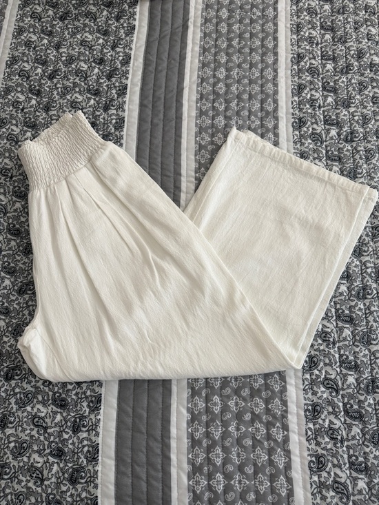 UEU Women's Linen Blend Palazzo Pants With Pockets - Picture 7 of 8